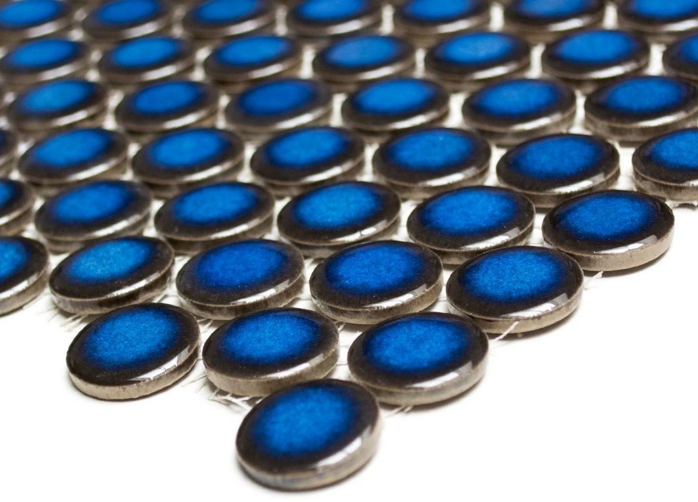Mosani Mosaikfliesen Knopfmosaik LOOP Rundmosaik dunkelblau kobalt Wand Küche Dusche Bild 4