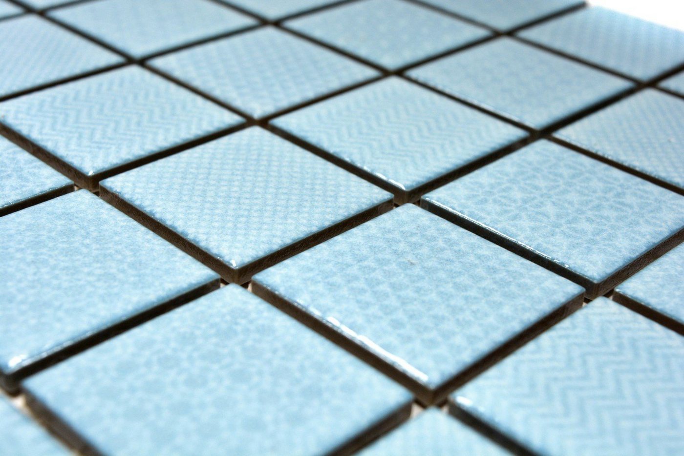 Mosani Mosaikfliesen Keramik Mosaik Fliese hellblau eisblau BAD Pool Fliesenspiegel Küche