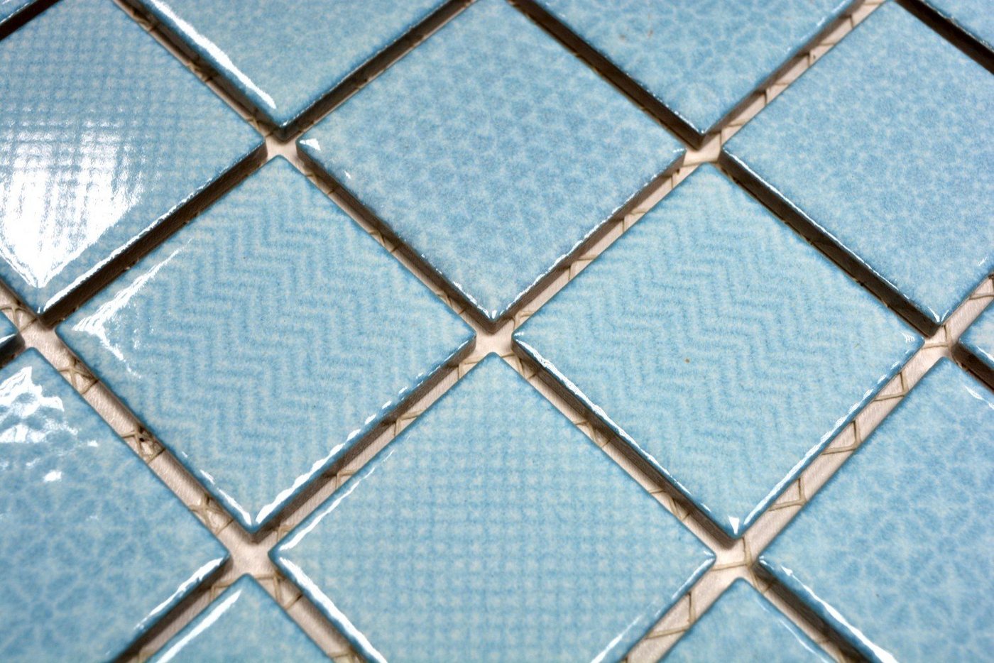 Mosani Mosaikfliesen Keramik Mosaik Fliese hellblau eisblau BAD Pool Fliesenspiegel Küche Bild 2