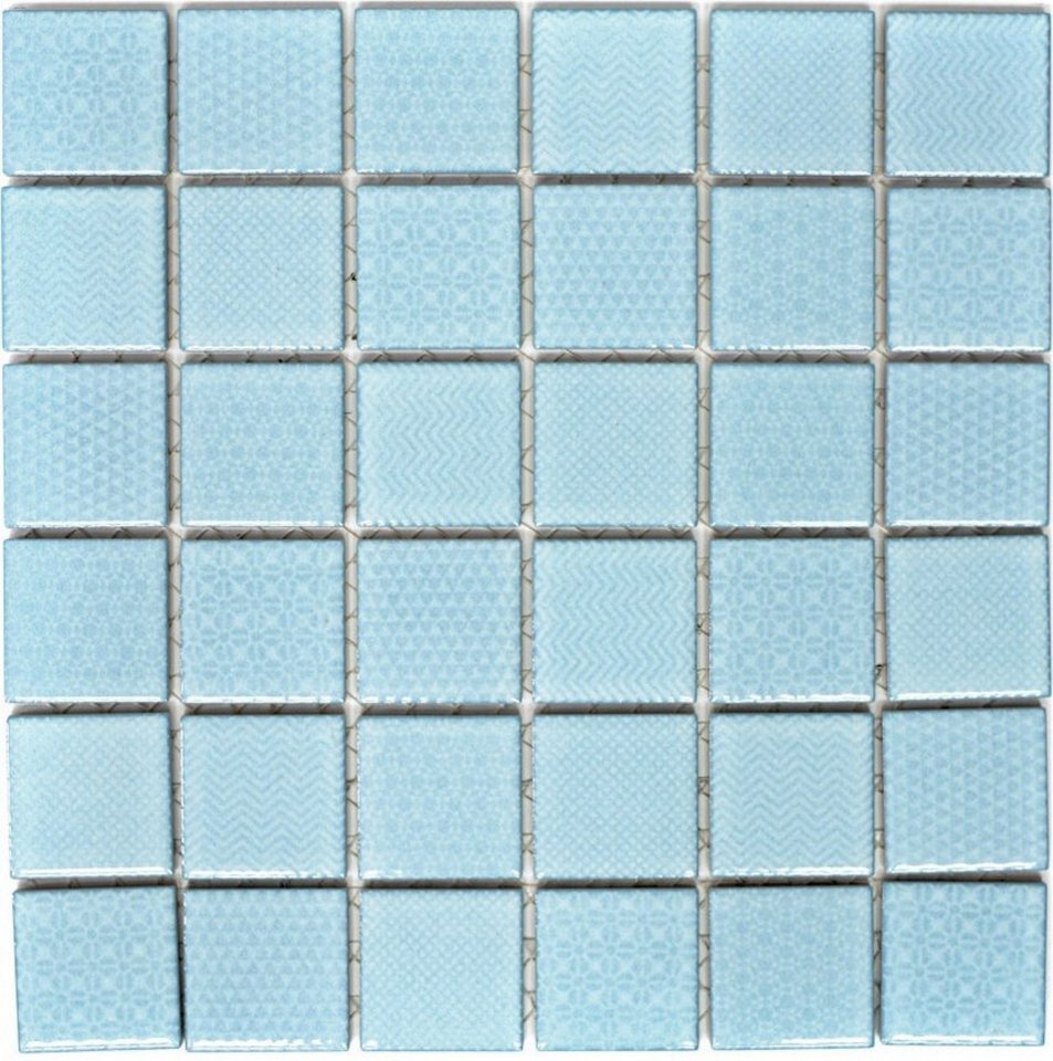 Mosani Mosaikfliesen Keramik Mosaik Fliese hellblau eisblau BAD Pool Fliesenspiegel Küche Bild 4