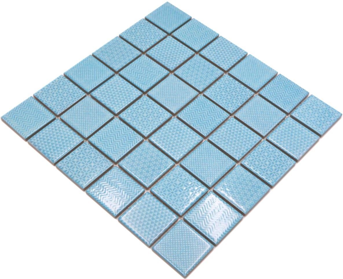 Mosani Mosaikfliesen Keramik Mosaik Fliese hellblau eisblau BAD Pool Fliesenspiegel Küche Bild 5
