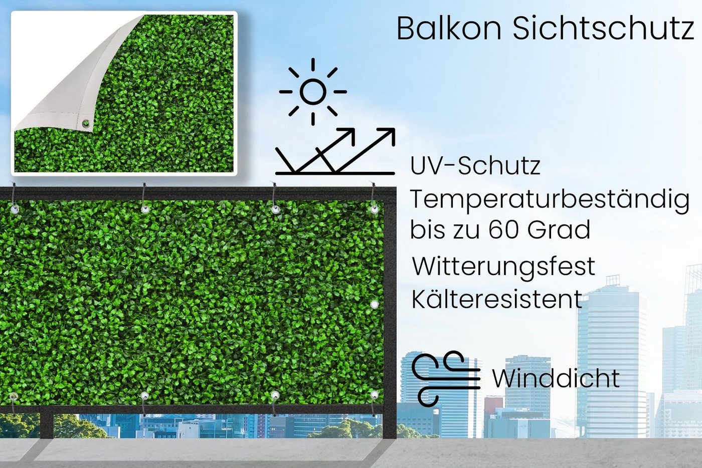 MuchoWow Balkonsichtschutz Hecke - Laub - Natur (1-St) Balkon Sichtschutz 90x200, Windschutz für Zaun PVC, 200x90 cm Bild 4