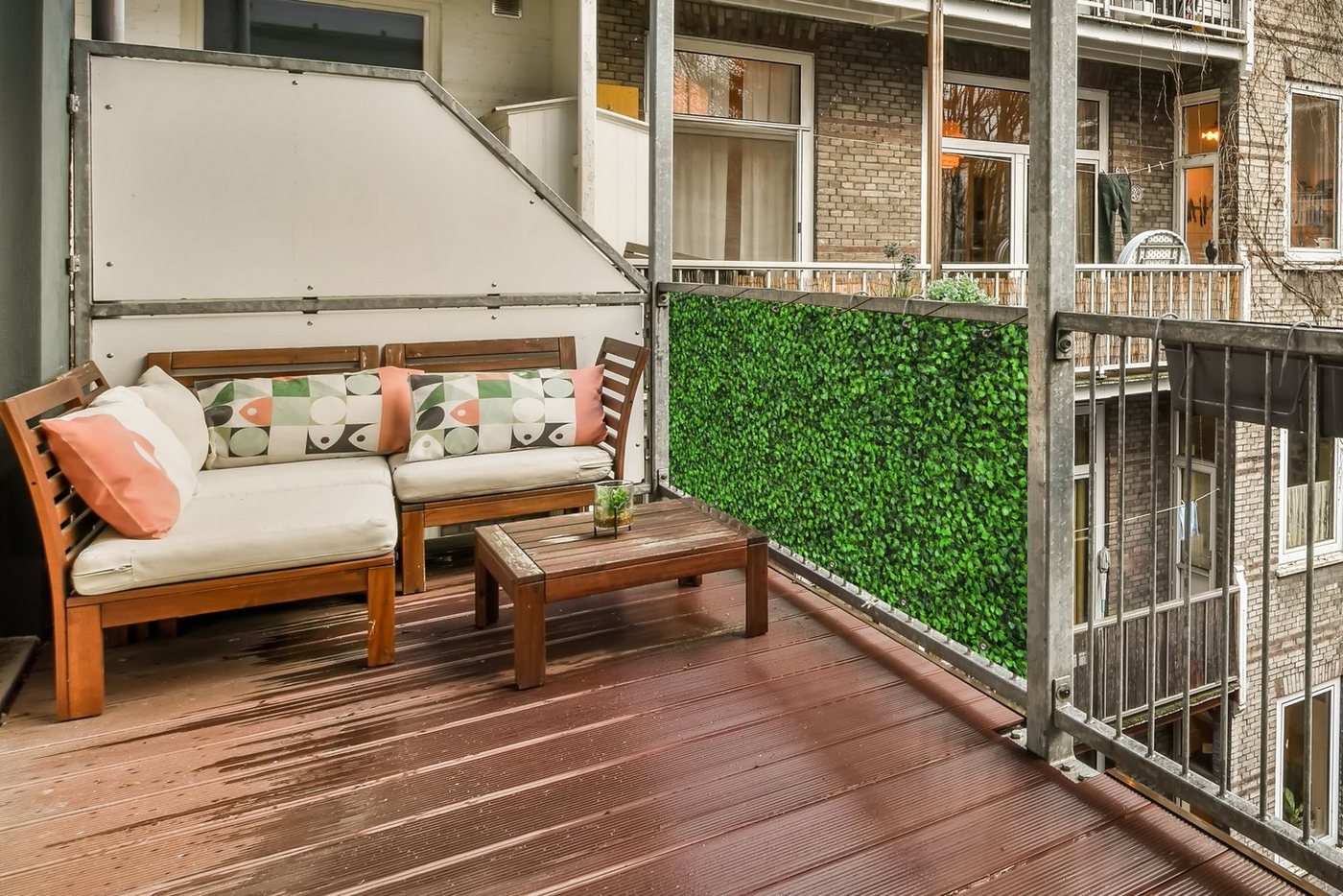 MuchoWow Balkonsichtschutz Hecke - Laub - Natur (1-St) Balkon Sichtschutz 90x200, Windschutz für Zaun PVC, 200x90 cm Bild 5