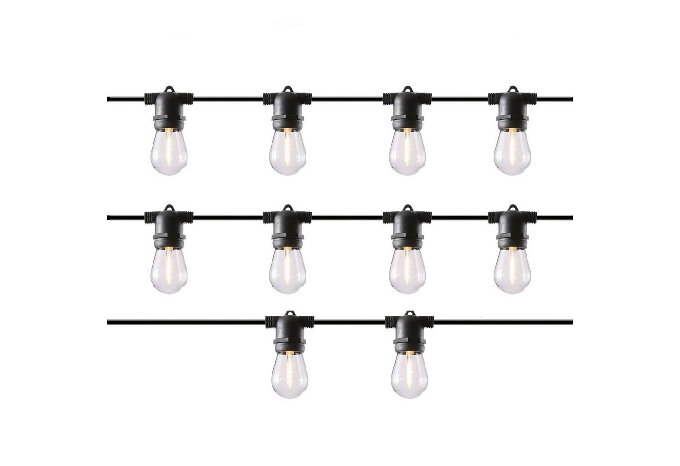 MARELIDA LED-Lichterkette LED Solar Lichterkette Glühbirne 4,5m 3Leuchtmodi Garten Balkon Zirkus, 10-flammig