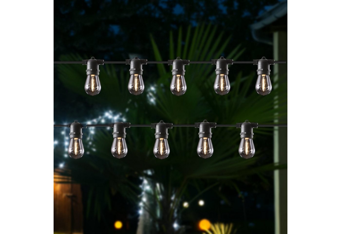 MARELIDA LED-Lichterkette LED Solar Lichterkette Glühbirne 4,5m 3Leuchtmodi Garten Balkon Zirkus, 10-flammig Bild 2