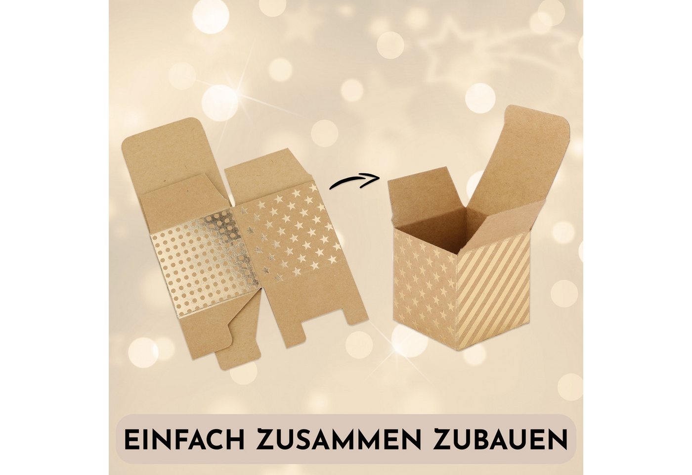 Nordstern befüllbarer Adventskalender 24 Goldene Geschenkboxen Schachteln und Zahlen Aufkleber, DIY Weihnachtskalender für Kinder, Frau und Mann Bild 2