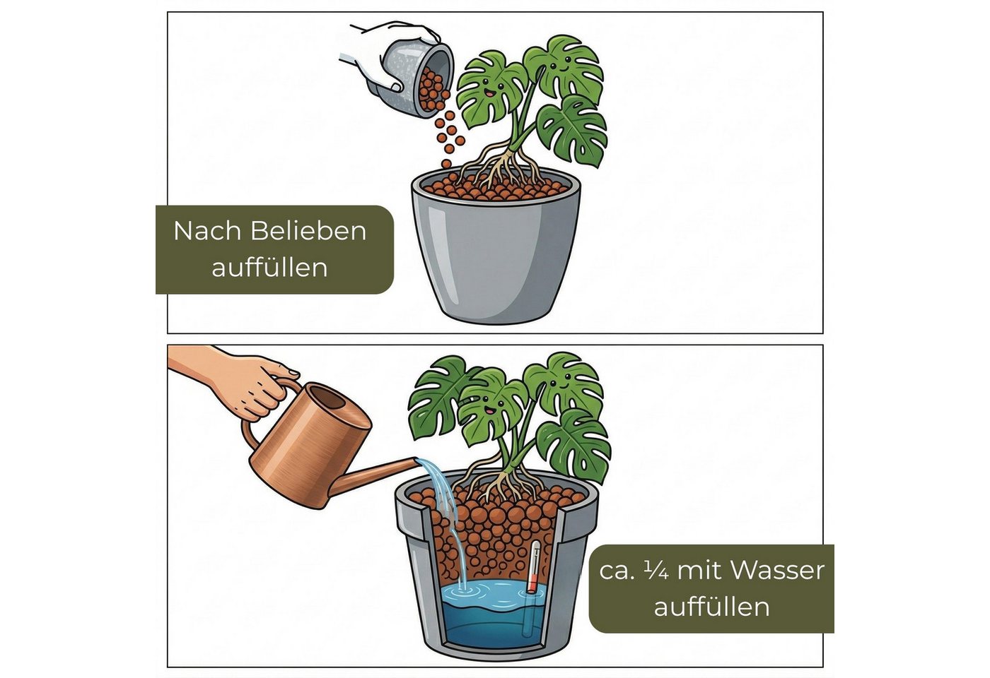matches21 HOME & HOBBY Blähton Farbiges Blähton Pflanzgranulat für Zimmer-Pflanzen 4 Liter grau grau, mit Farbige Tonkugeln als Hydrogranulat, (1-St), Mineralisches Indoor Hydrokultur Ton-Granulat Pflanzsubstrat Bild 4