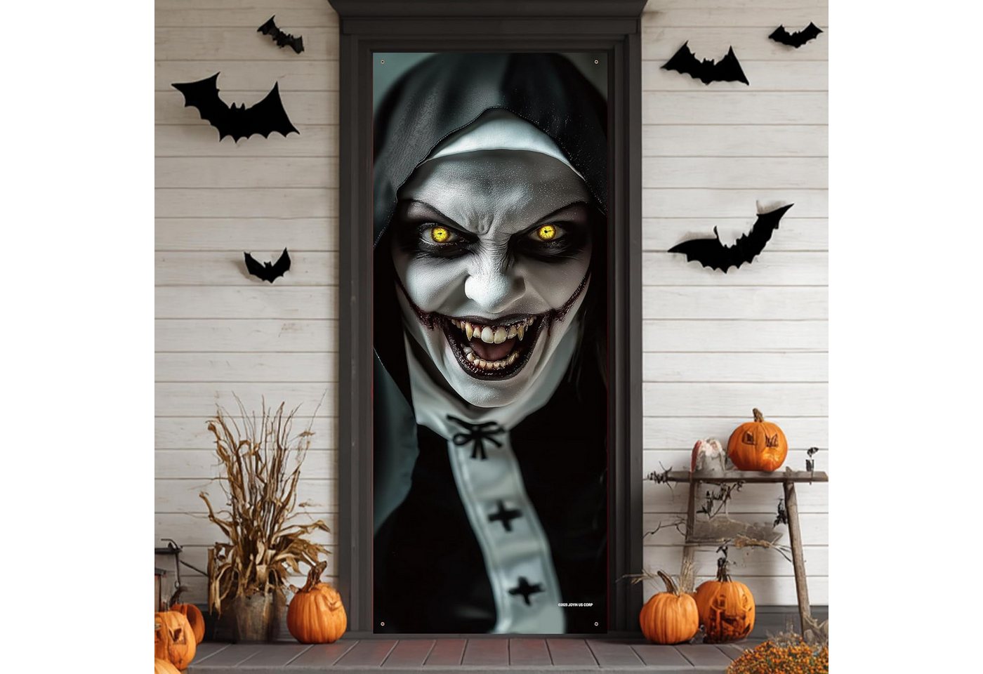 JOYIN Aufkleber JOYIN Halloween 3D Nonne Tür Aufkleber, 203x71cm, Geist Dekor Bild 4