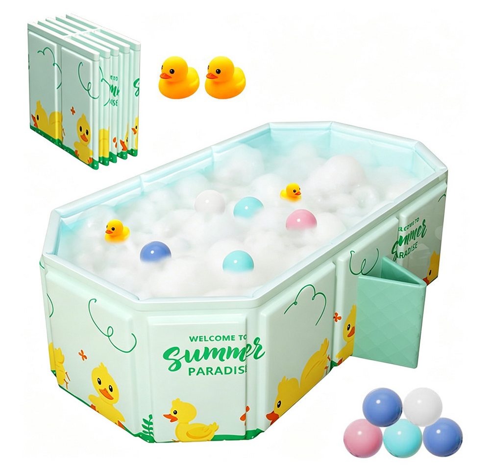 AFKSMILE Babybadewanne Babybadewanne Faltbar, Tragbare Baby Badewanne 5 Bälle & 2 Entchen, Für Kinder 0-8 Jahre mit Verstärkter Plattenstruktur und Doppelabfluss Bild 4