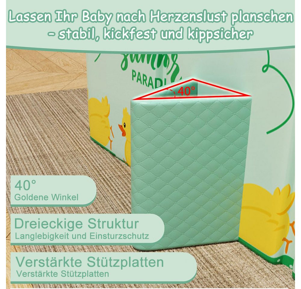 AFKSMILE Babybadewanne Babybadewanne Faltbar, Tragbare Baby Badewanne 5 Bälle & 2 Entchen, Für Kinder 0-8 Jahre mit Verstärkter Plattenstruktur und Doppelabfluss Bild 5