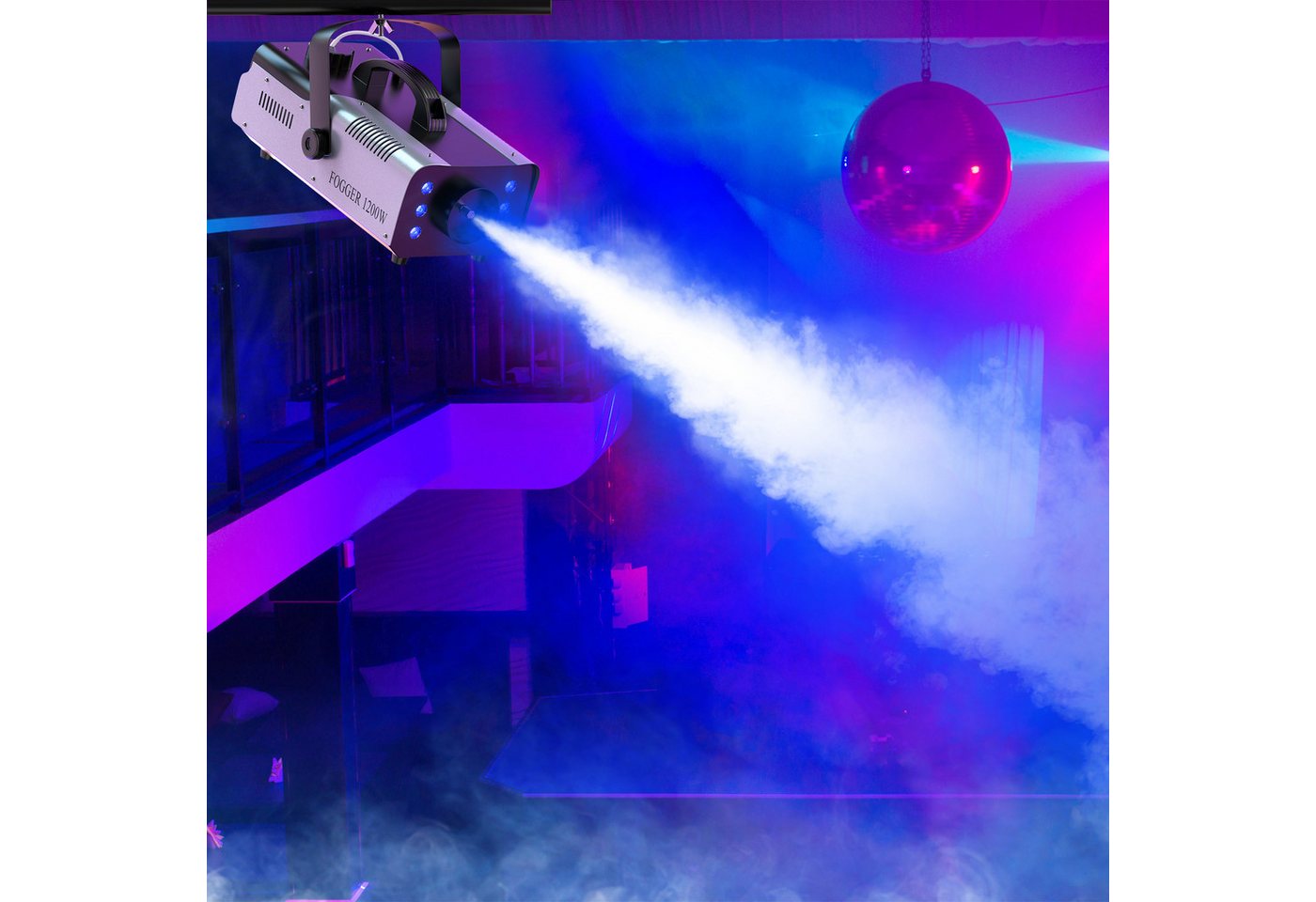 ZonQoonz Discolicht 1200W Nebelmaschine mit RGB-Beleuchtung und Fernbedienung - für Partys