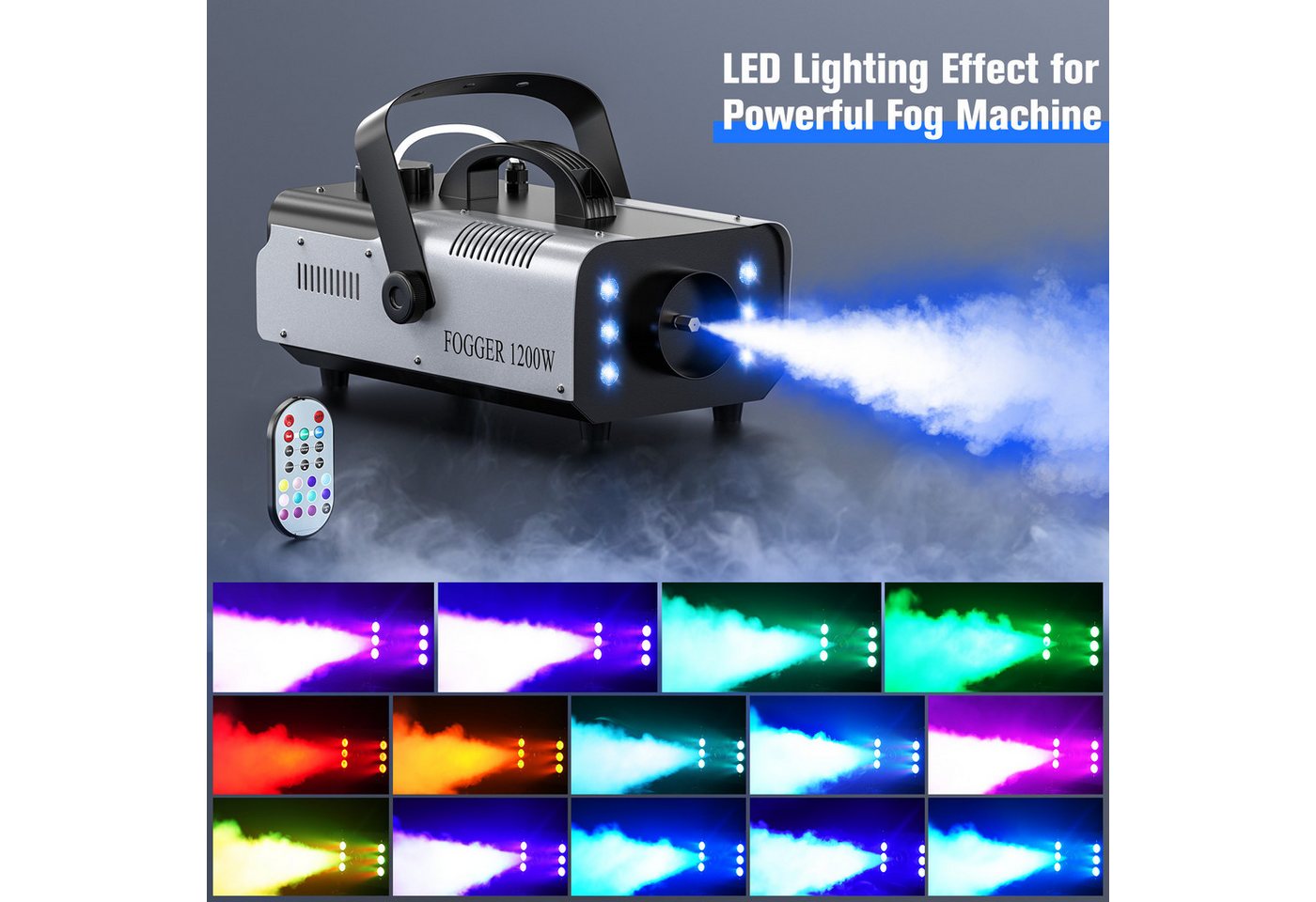 ZonQoonz Discolicht 1200W Nebelmaschine mit RGB-Beleuchtung und Fernbedienung - für Partys Bild 4