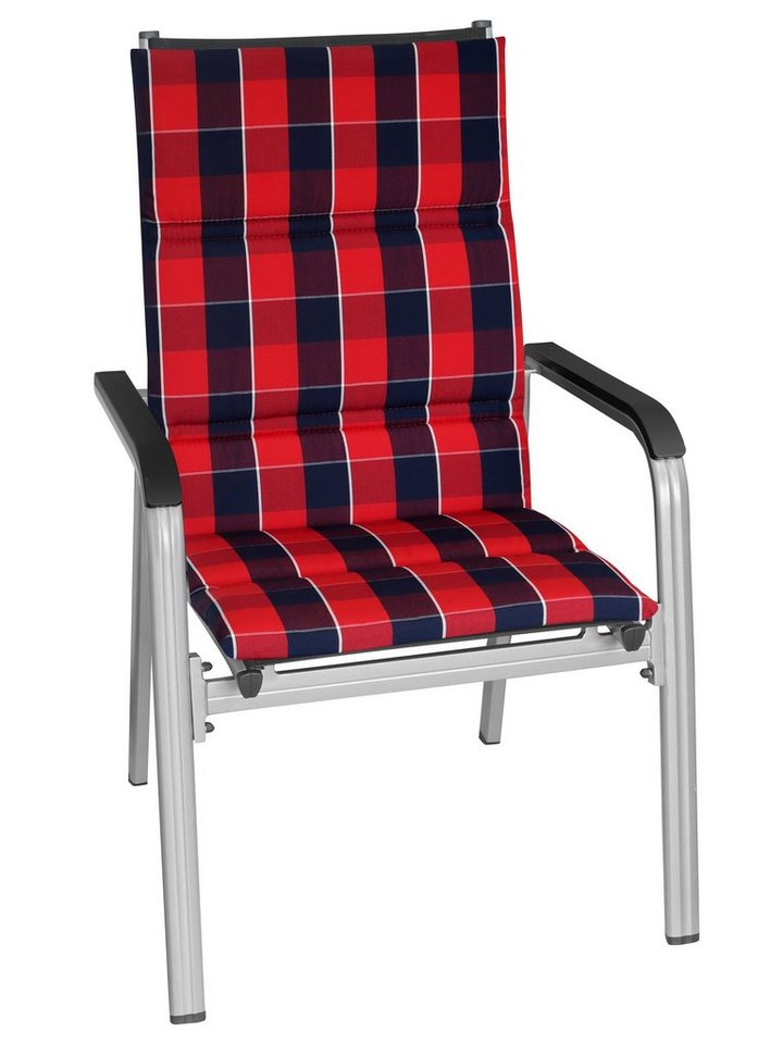 KETTLER Polsterauflage 851, Gartenmöbelauflage Karomotiv Rot-Blau 110x48x3cm