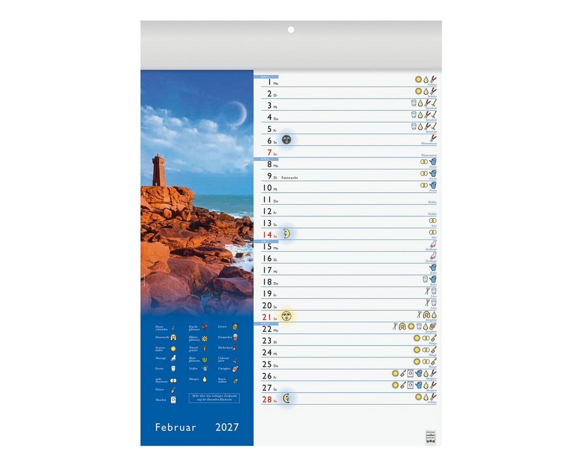 BRUNNEN Kunstkalender Mondkalender 2027, 1 Seite = 1 Monat