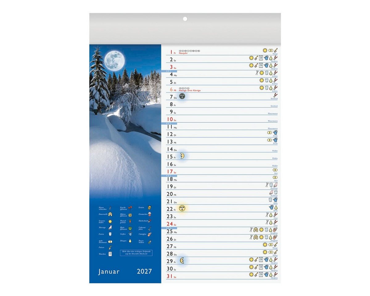 BRUNNEN Kunstkalender Mondkalender 2027, 1 Seite = 1 Monat Bild 2