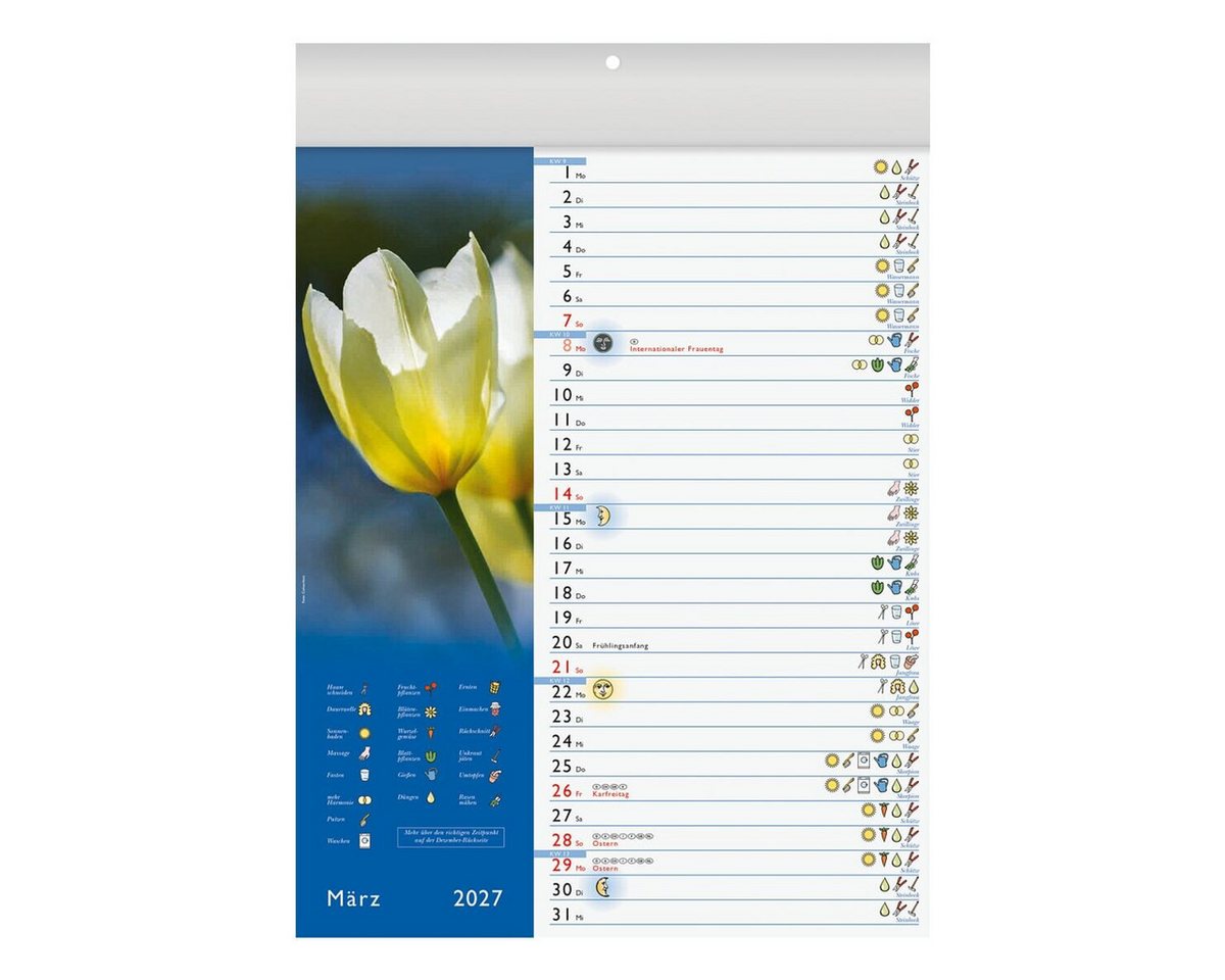 BRUNNEN Kunstkalender Mondkalender 2027, 1 Seite = 1 Monat Bild 4