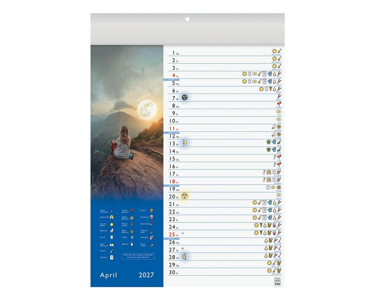 BRUNNEN Kunstkalender Mondkalender 2027, 1 Seite = 1 Monat Bild 5