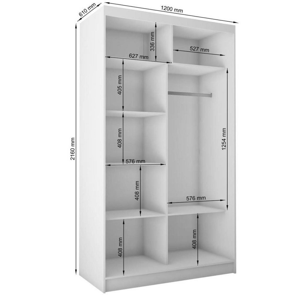 Beautysofa Schwebetürenschrank Viva mit Lacobel-Glas (4 Farben: Weiß, Grau, Schwarz und Kaschmir, mit oder ohne Schubladeneinsätze) Moderner Kleiderschrank Bild 5