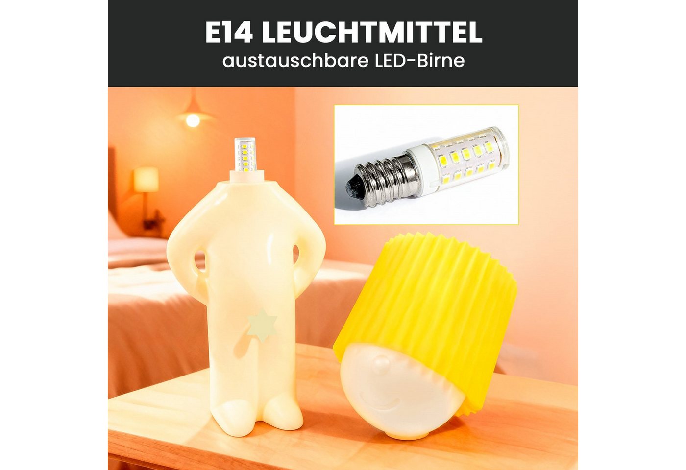 EAXUS LED Nachttischlampe Witzige LED Nachttischlampe - Dekoleuchte Scherzgeschenk, LED wechselbar, Warmweiß, Beleuchtetes Männchen mit Schniedel-Schalter