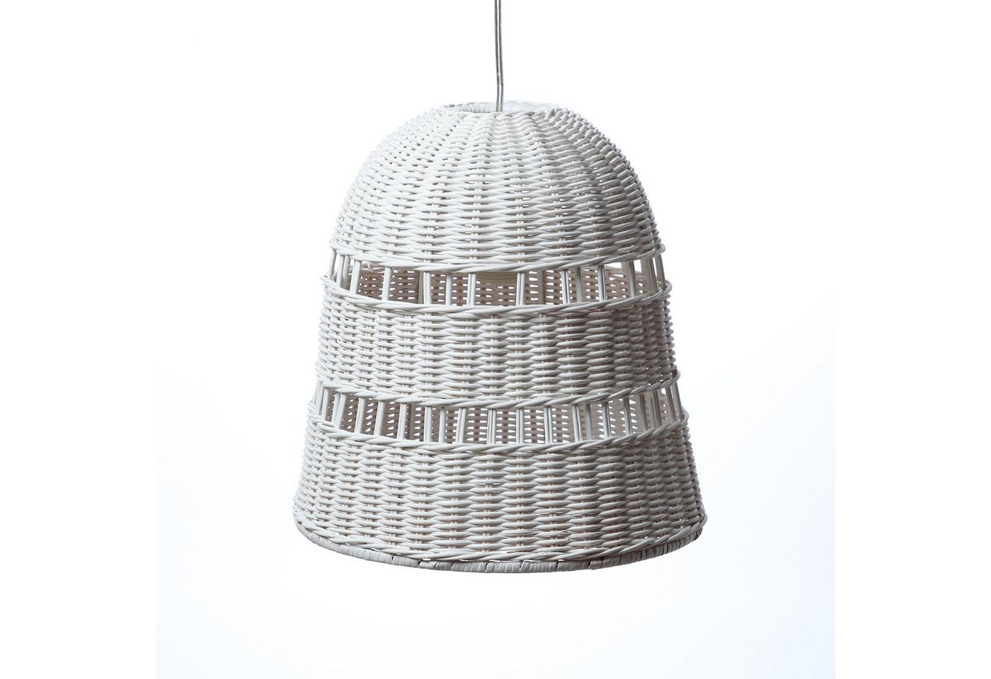 MARELIDA Deckenleuchte Lampenschirm Rattanoptik weiß H: 33cm E27 Fassung für Innen Balkon Bild 3