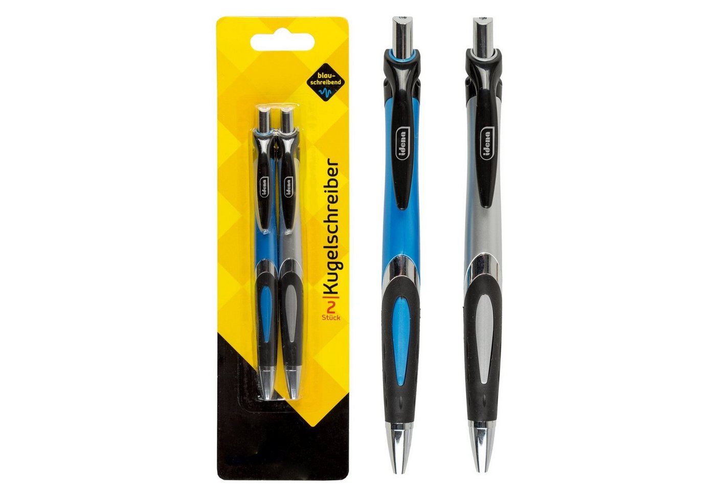 Idena Kugelschreiber Idena 512405 - Druckkugelschreiber, 2 Stück, blau und silber Bild 2