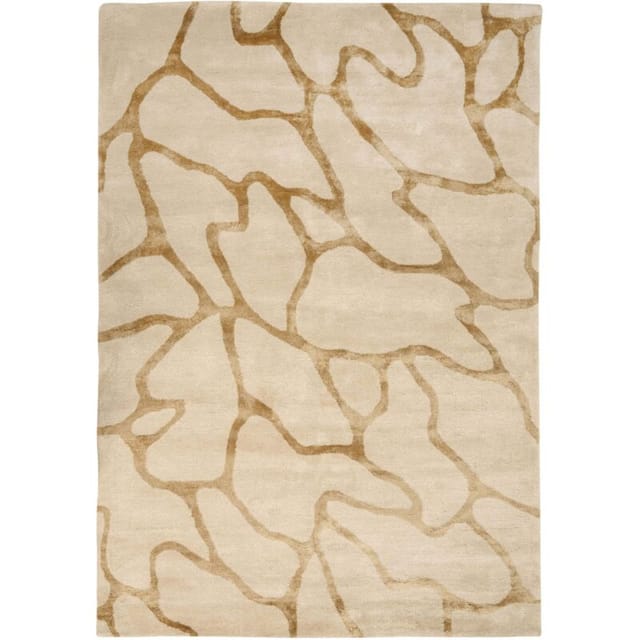 Teppich Beige Viskose u. Wolle 160 x 230 cm Rechteckig mit Geometrischem Muster Kurzflor Modern Wohnzimmer Schlafzimmer Jugendzimmer Esszimmer