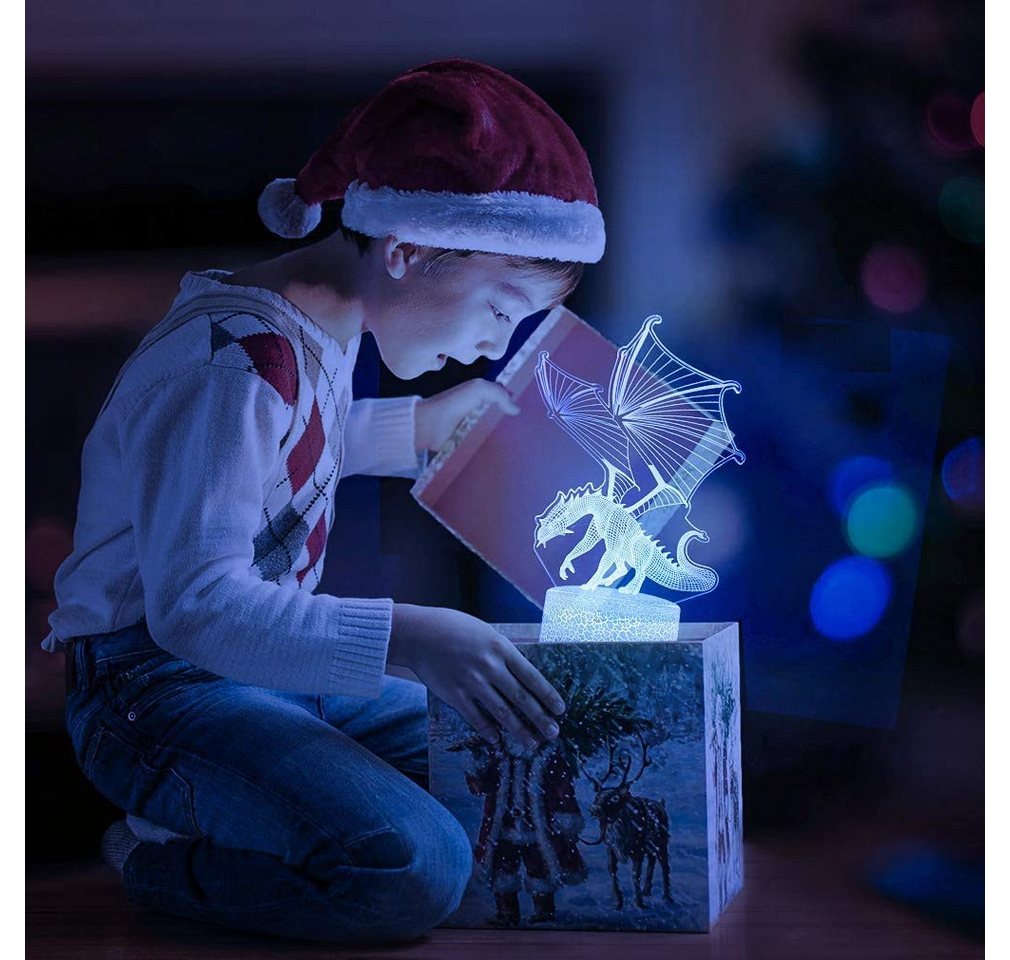 Dreamy Cubby Nachtlicht 3D Dinosaurier-Nachtlicht für Kinder mit 16 Farben & Fernbedienung., Energieeffiziente LED-Lichtquelle, langlebig und augenschonend., Bunt, 16 Farben & 4 Modi mit Fernbedienung, 3D-Dinosaurier-Design. Bild 4