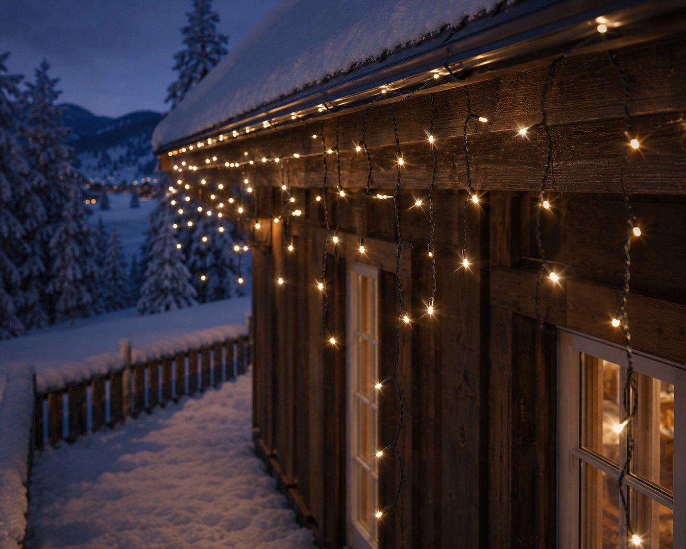 Lumineo LED-Lichterkette Lumineo Lichtervorhang ICICLE TWINKLE 490 LED 20 m warm weiß, schwarz, 8 Twinkle-Effekte, 8h-Timer, Indoor/Outdoor, + 5 m Zuleitung Bild 3