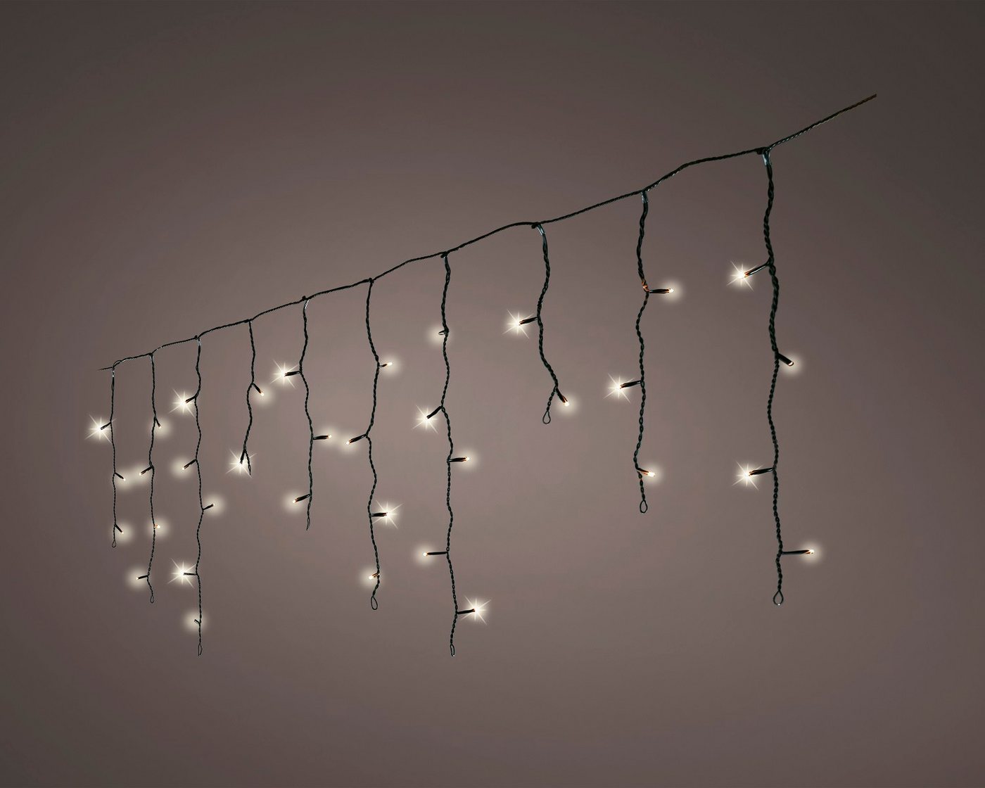 Lumineo LED-Lichterkette Lumineo Lichtervorhang ICICLE TWINKLE 490 LED 20 m warm weiß, schwarz, 8 Twinkle-Effekte, 8h-Timer, Indoor/Outdoor, + 5 m Zuleitung Bild 4