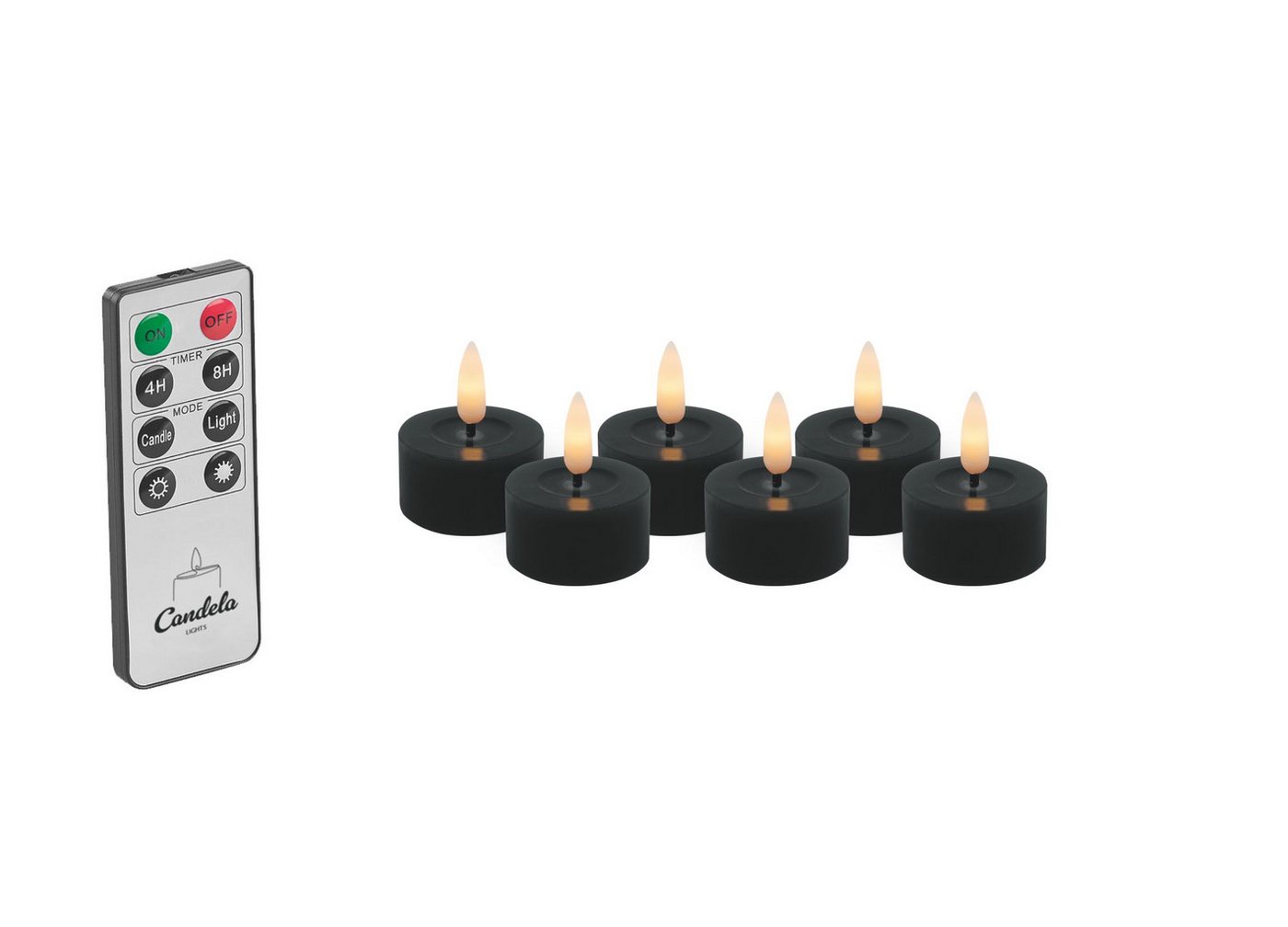 LC Home LED-Kerze Candela Lights LED Kerzen 6er Set ?4,5cm schwarz glatt smooth Bild 2