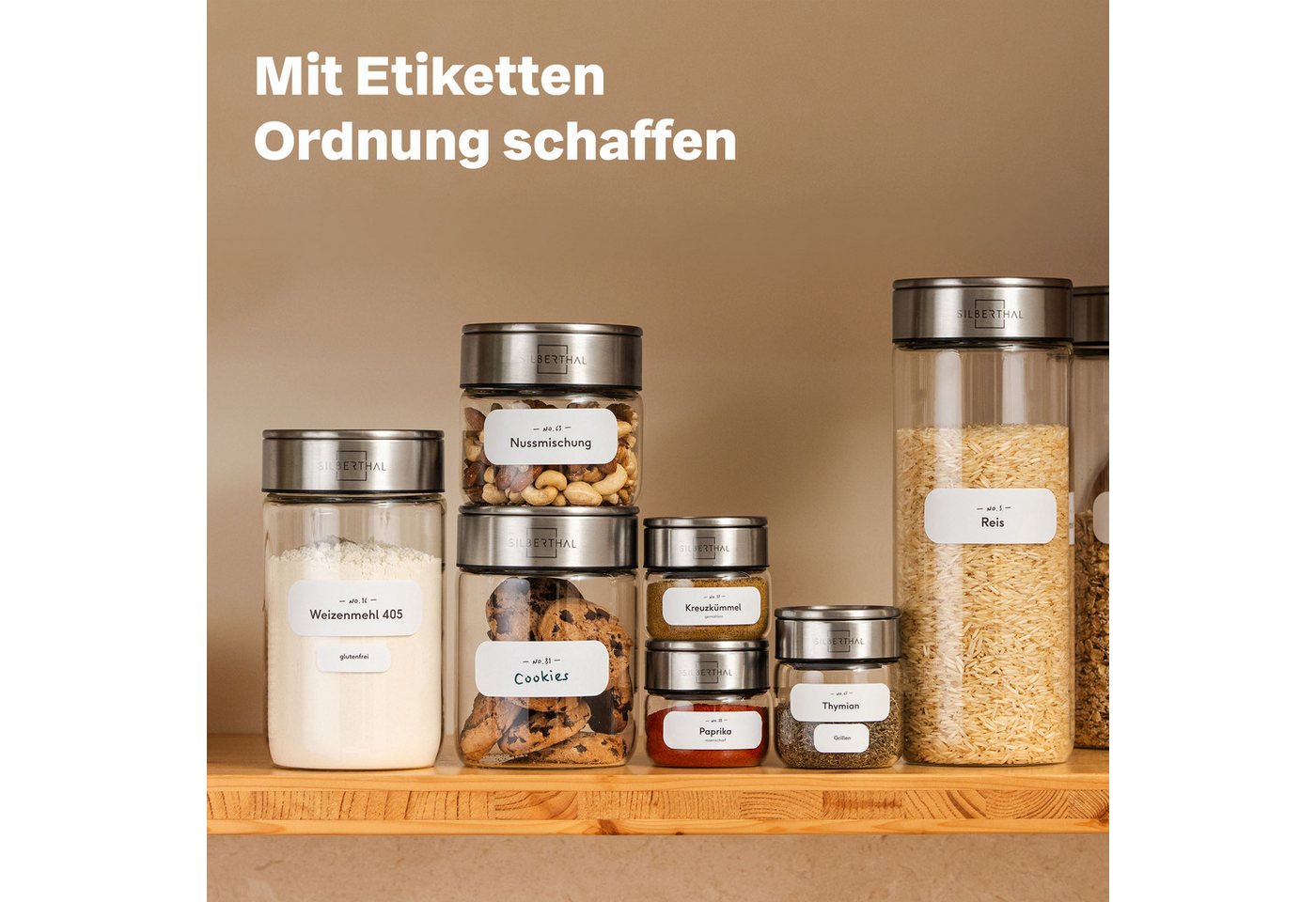 SILBERTHAL Etikett für Gewürzgläser Eckig 232 Stück, Vorgedruckt & Blanko, wasserfest & wiederverwendbar Bild 2