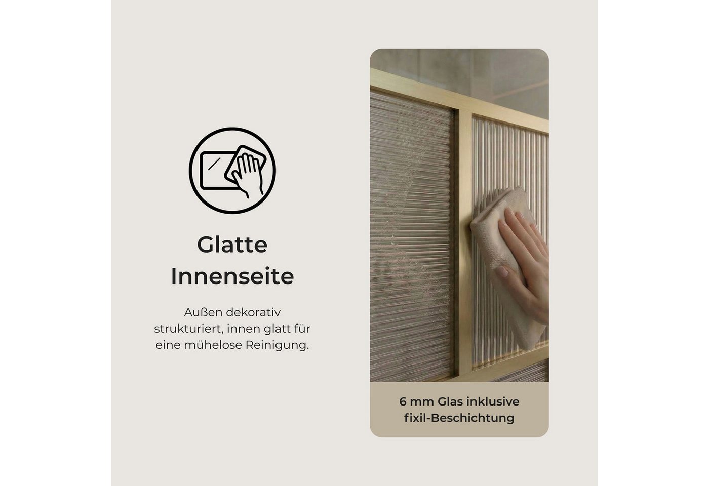 Schulte Duschwand Alexa Style Walk In 90-140x200 cm, Sicherheitsglas, (1 tlg), mit Riffelstruktur vollgerahmt Goldoptik