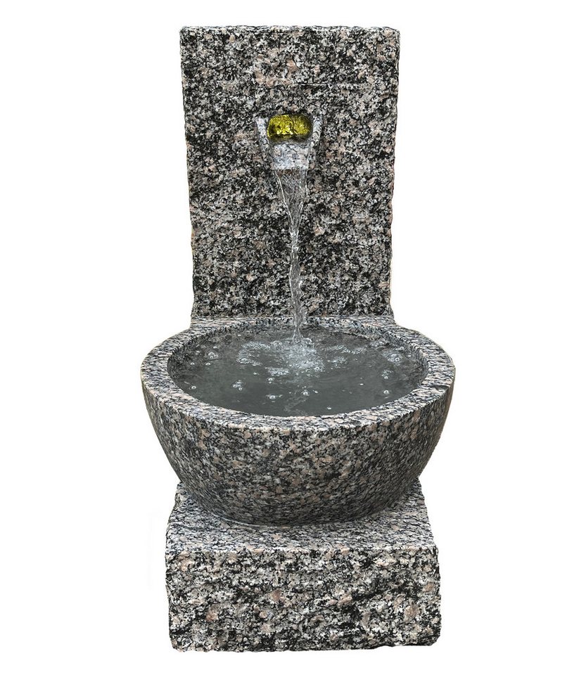 Dehner Gartenbrunnen Peel, 70 x 50 x 50 cm, Granit, 50 cm Breite, frostbeständiger Außenbrunnen, Komplett-Set mit Pumpe / Trafo / LED Bild 2