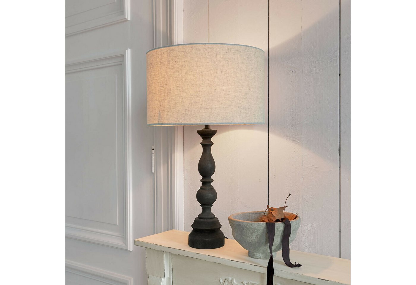 Mirabeau Tischleuchte Tischlampe Freydaal antikschwarz/beige Bild 2