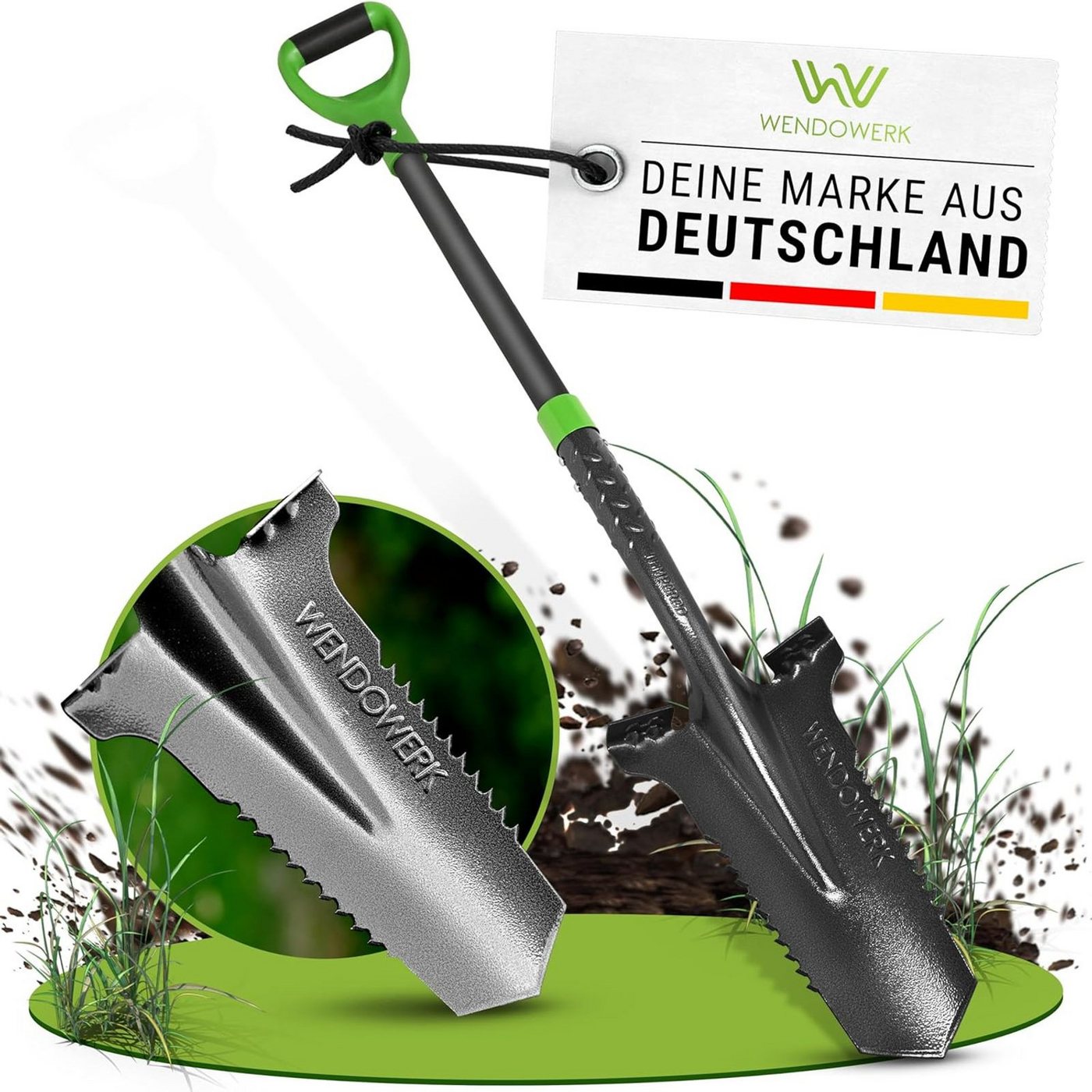 WENDOWERK Spaten Wurzelspaten 115cm Spaten Wurzelsäge breite Trittfläche Gartenspaten Bild 4