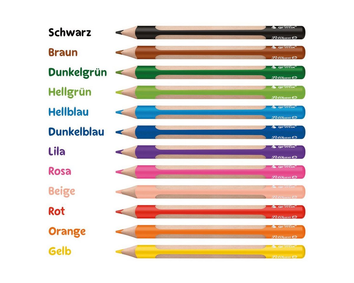 Pelikan Buntstift griffix®, (12-tlg), 12 Farben, wasservermalbar Bild 2