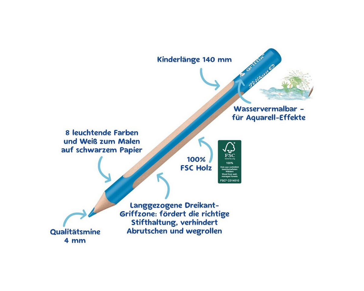 Pelikan Buntstift griffix®, (12-tlg), 12 Farben, wasservermalbar Bild 5
