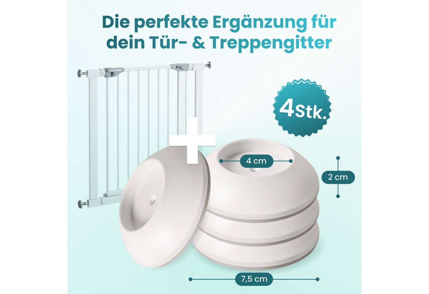 MOVOJA Treppenschutzgitter 4 Wandprotektoren für Treppengitter, Elefantenfüße & Wandschutz Pads (Set, 4 St., 4pcs), rutschfest, ohne bohren