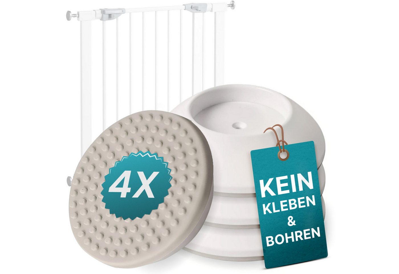 MOVOJA Treppenschutzgitter 4 Wandprotektoren für Treppengitter, Elefantenfüße & Wandschutz Pads (Set, 4 St., 4pcs), rutschfest, ohne bohren Bild 2