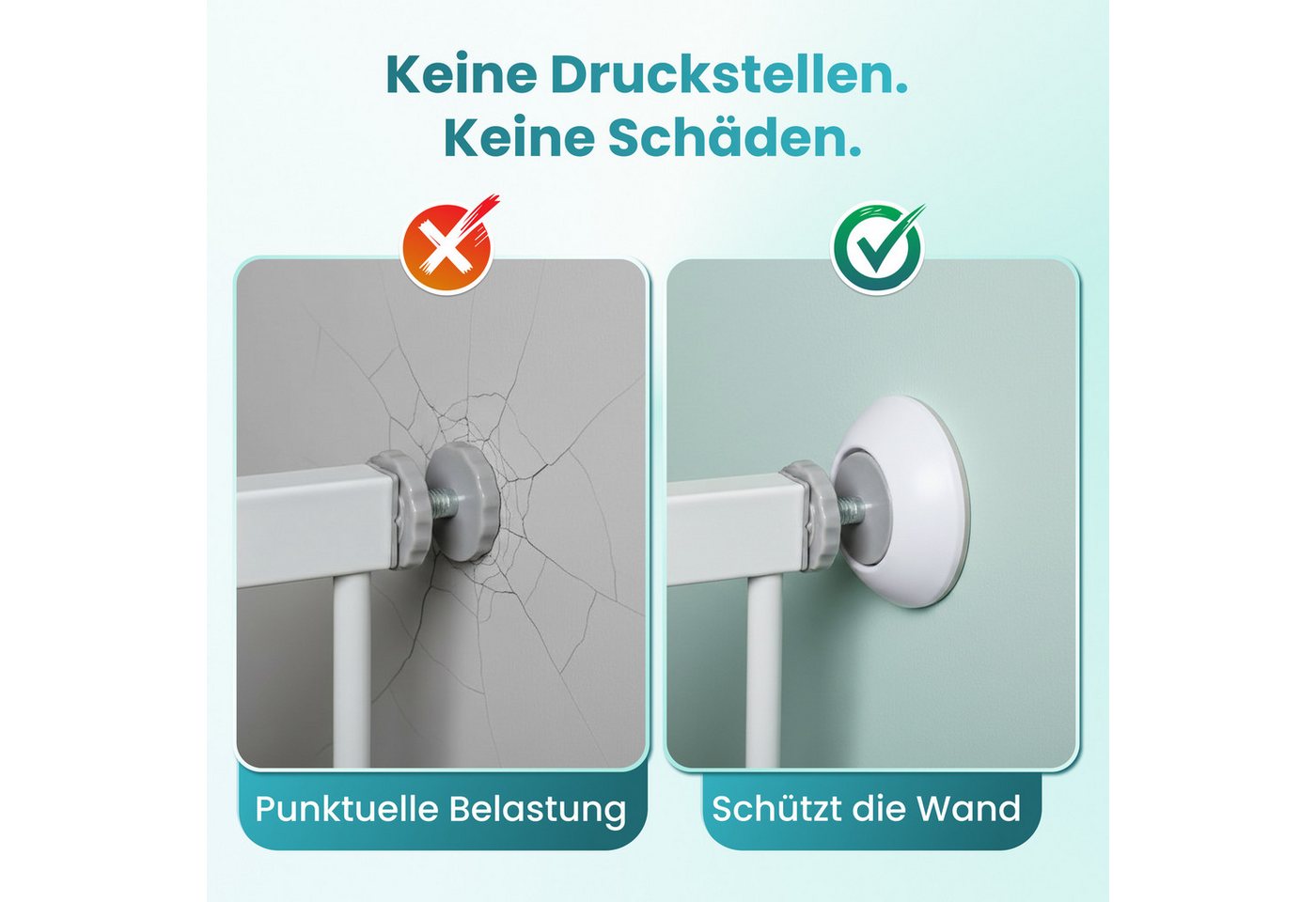 MOVOJA Treppenschutzgitter 4 Wandprotektoren für Treppengitter, Elefantenfüße & Wandschutz Pads (Set, 4 St., 4pcs), rutschfest, ohne bohren Bild 5