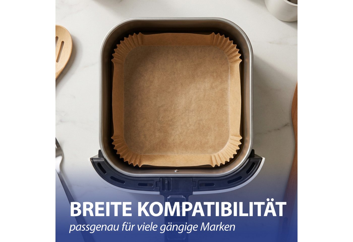 CEPEWA Backpapier Backpapier für Air Fryer Backofen 20-24cm 110Stück 24x24x4,5cm Bild 2