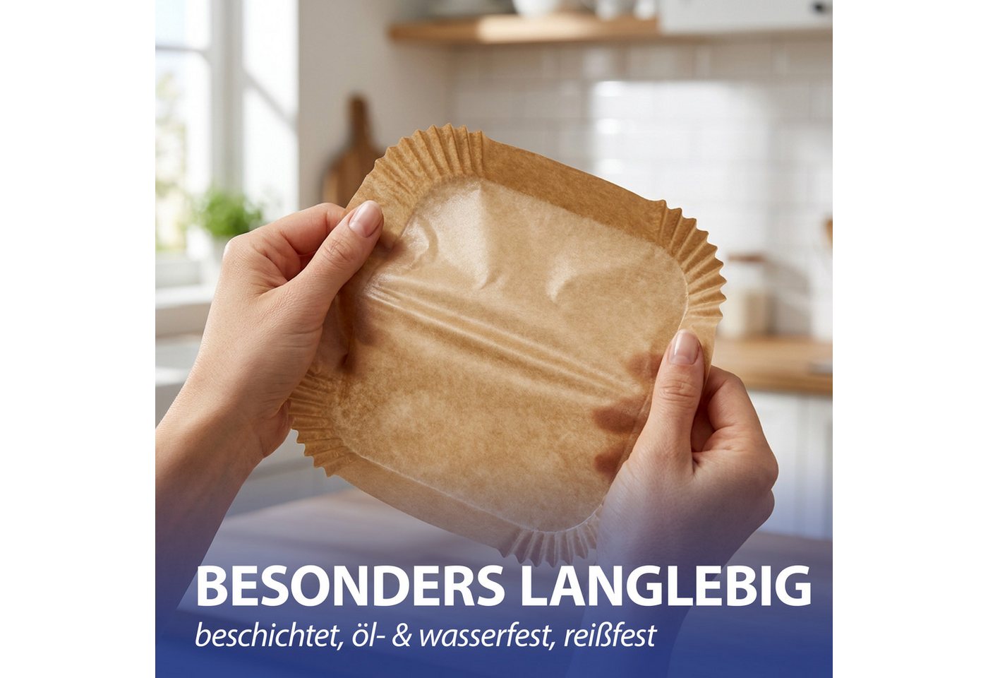 CEPEWA Backpapier Backpapier für Air Fryer Backofen 20-24cm 110Stück 24x24x4,5cm Bild 4