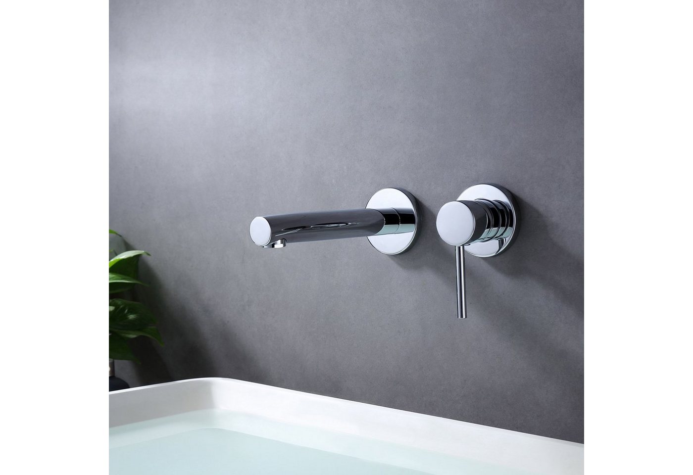 WISTUM Waschtischarmatur Wasserhahn wandmontage, Unterputz-Wasserhahn Chrom (Waschtischarmatur wasserhahn unterputz, Verdecktes Badezimmer Mischbatterie) Unterputzhahn Messing, Unterputz Wasserhahn Bild 3