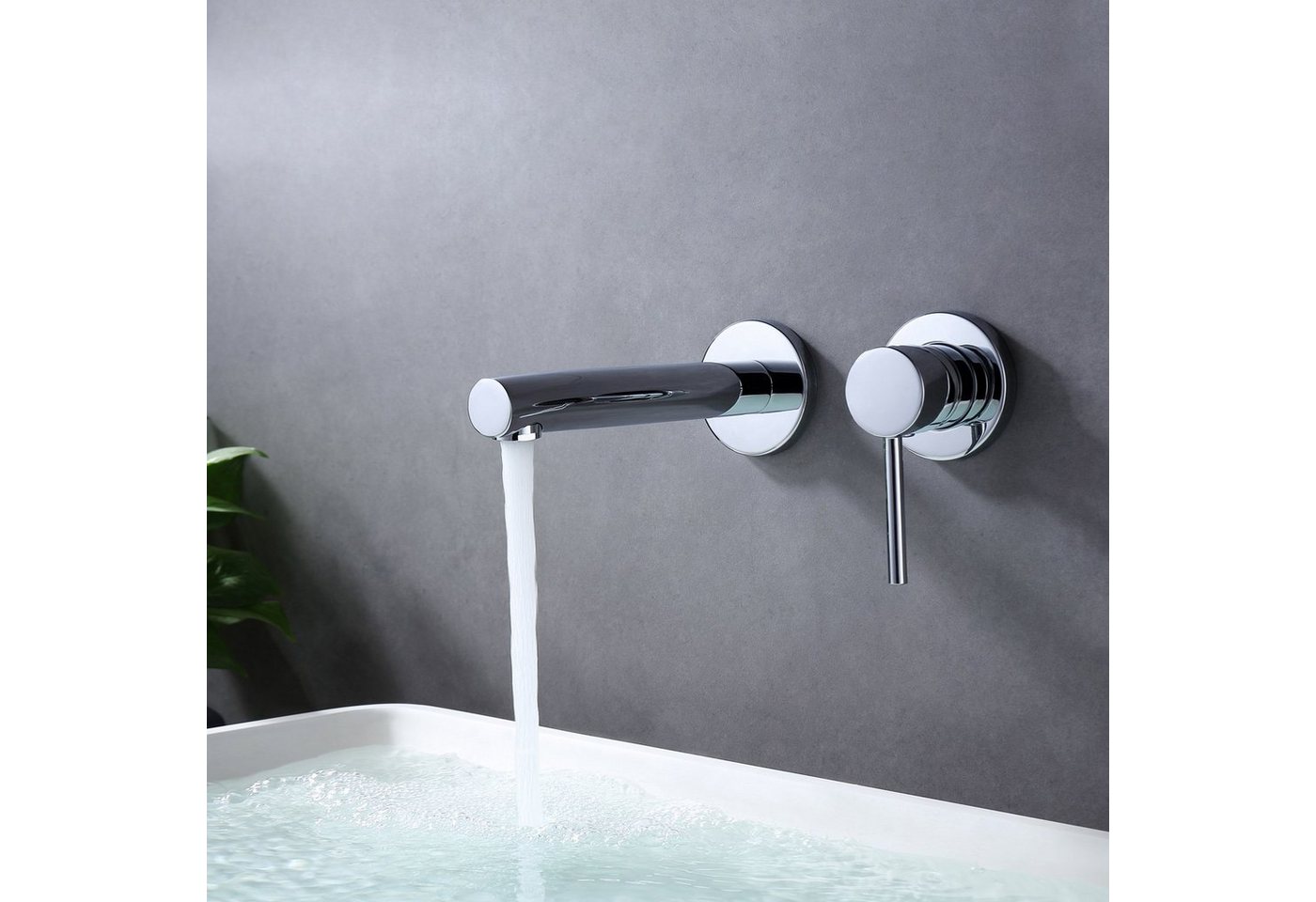 WISTUM Waschtischarmatur Wasserhahn wandmontage, Unterputz-Wasserhahn Chrom (Waschtischarmatur wasserhahn unterputz, Verdecktes Badezimmer Mischbatterie) Unterputzhahn Messing, Unterputz Wasserhahn Bild 5