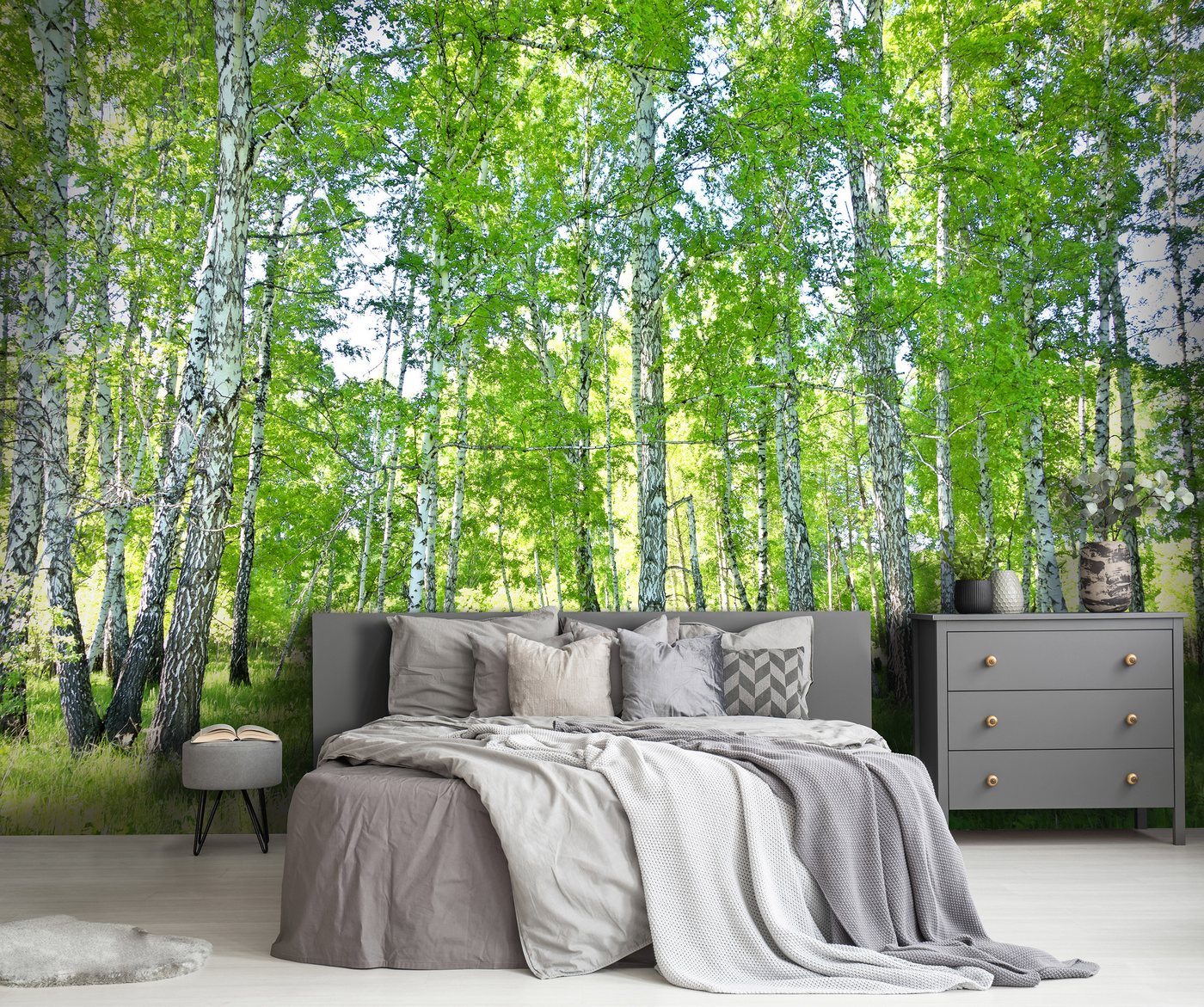 Wallarena Fototapete Wald Bäume - Mehrfarbig - Modern - Vlies - Schlafzimmer, glatt, 152x104cm Bild 2