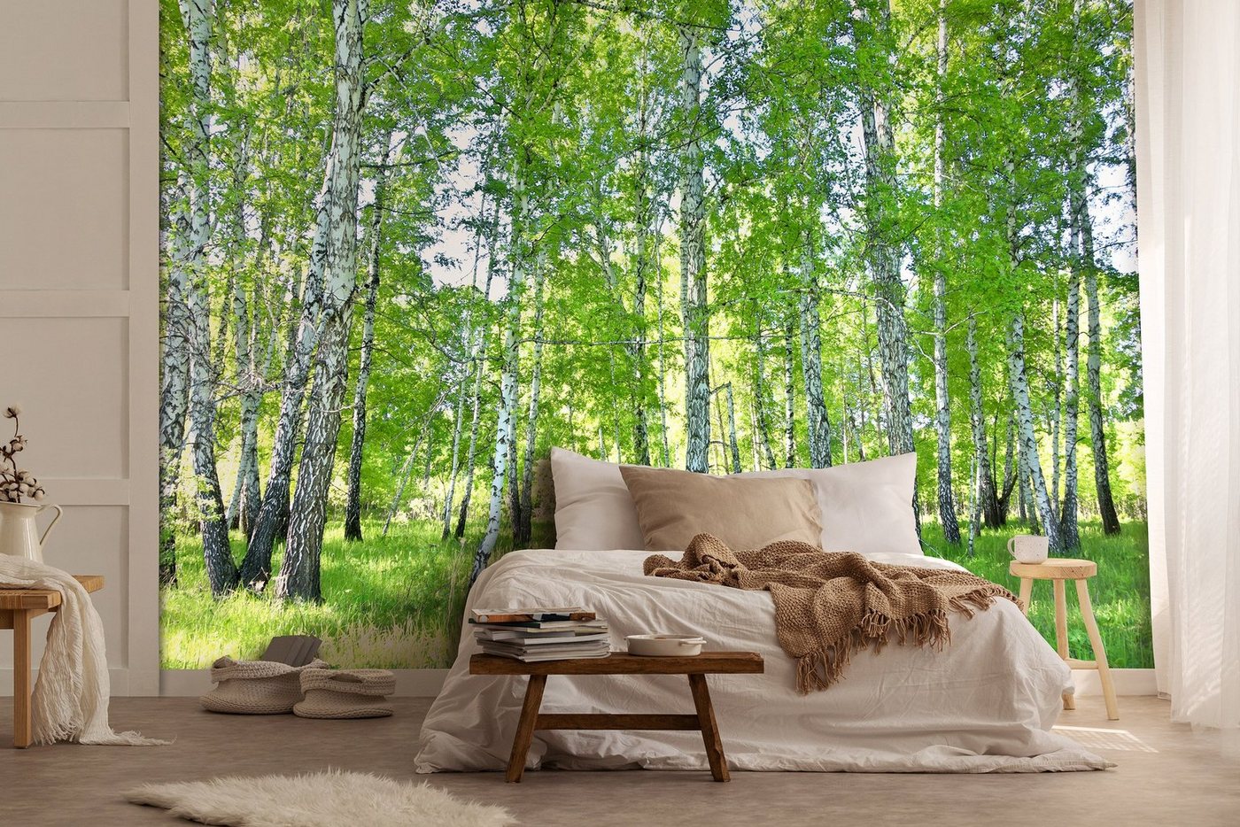 Wallarena Fototapete Wald Bäume - Mehrfarbig - Modern - Vlies - Schlafzimmer, glatt, 152x104cm Bild 5