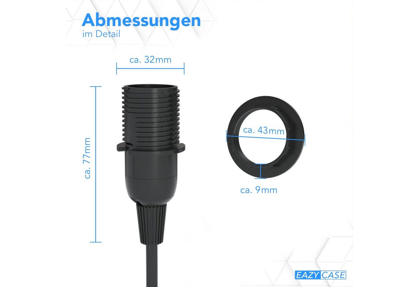 EAZY CASE Lampenfassung 3x E14 Lampensockel mit Schalter und Kabel 3,5m, (Spar-Set, 3-St), E14 Fassung Schalter Lampen Kabel Netzstecker Lampenaufhängung Schwarz Bild 3