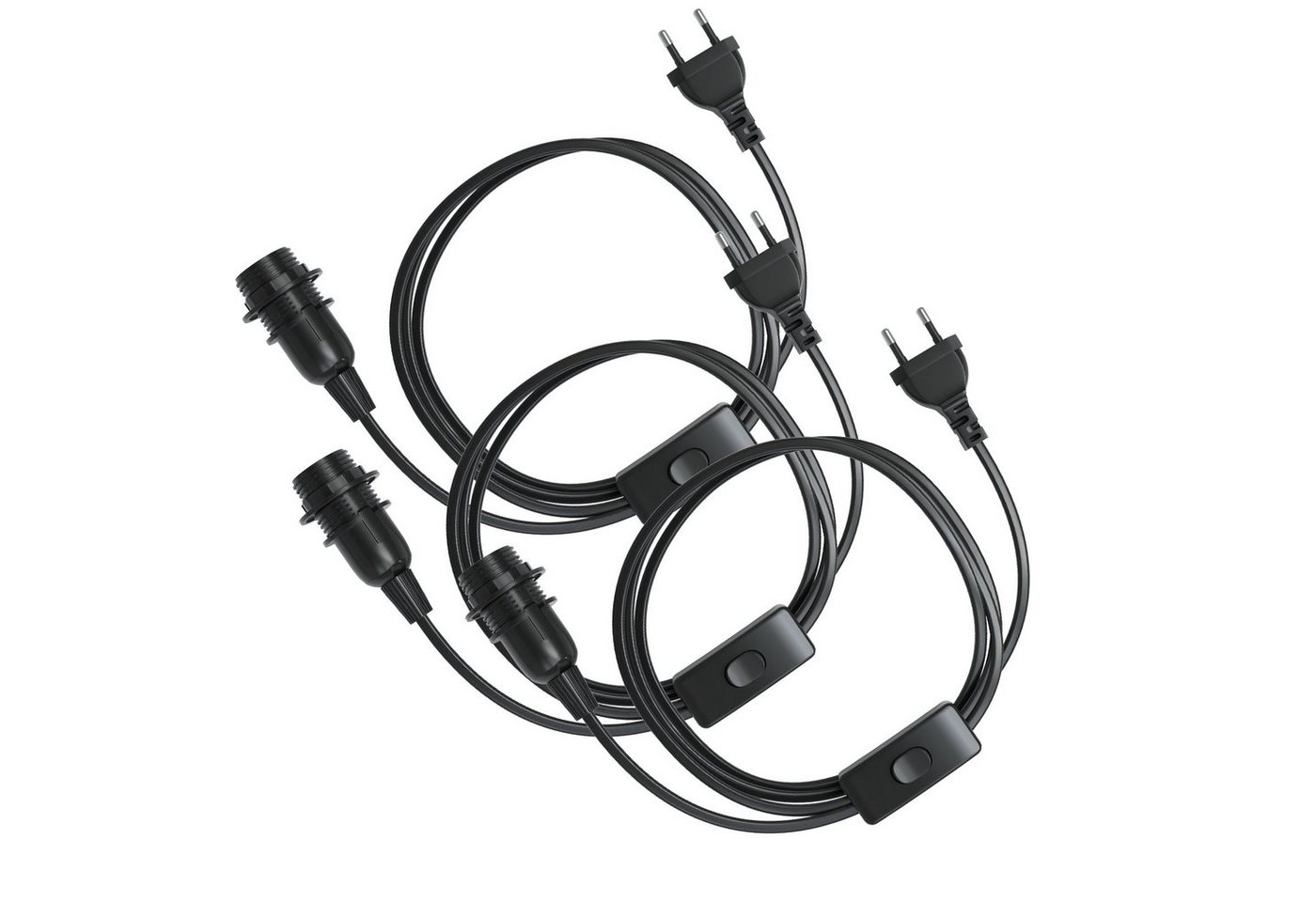 EAZY CASE Lampenfassung 3x E14 Lampensockel mit Schalter und Kabel 3,5m, (Spar-Set, 3-St), E14 Fassung Schalter Lampen Kabel Netzstecker Lampenaufhängung Schwarz Bild 4