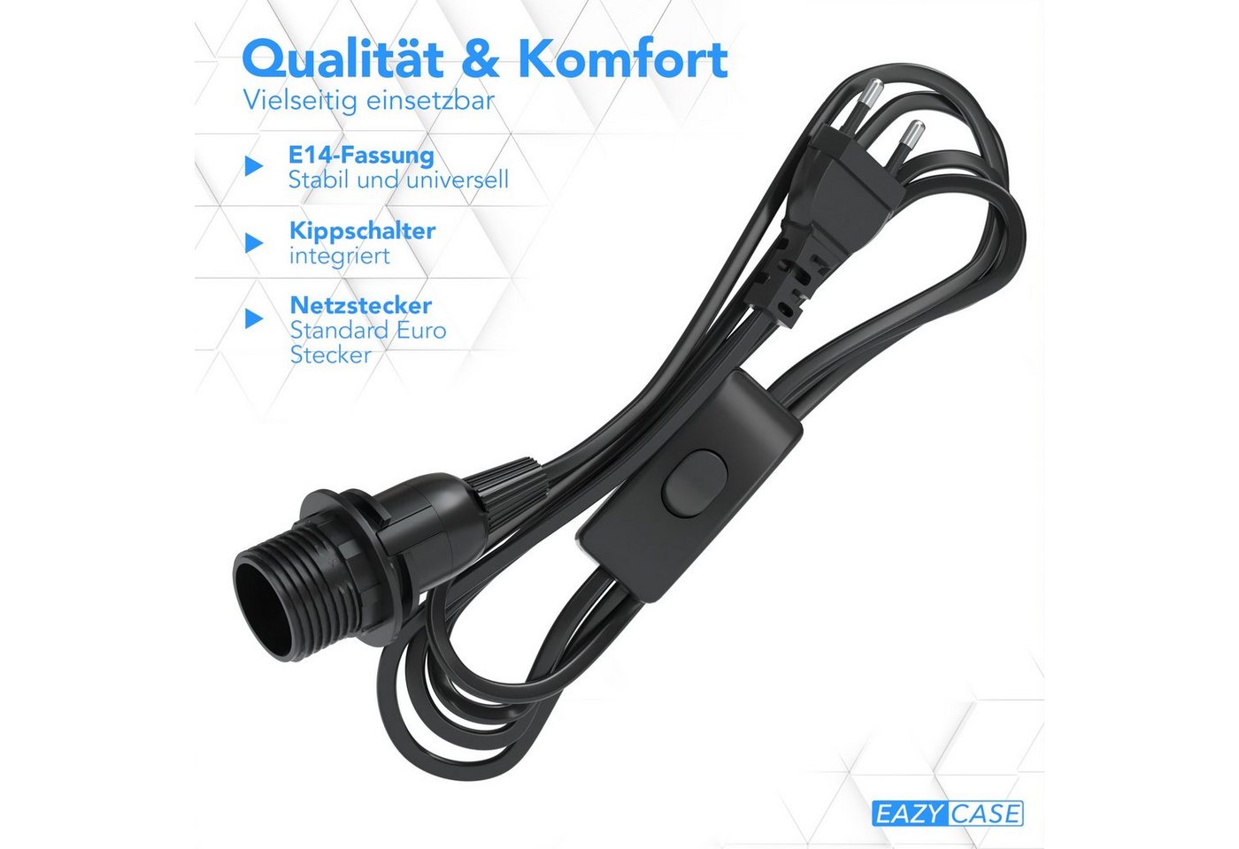 EAZY CASE Lampenfassung 3x E14 Lampensockel mit Schalter und Kabel 3,5m, (Spar-Set, 3-St), E14 Fassung Schalter Lampen Kabel Netzstecker Lampenaufhängung Schwarz Bild 5