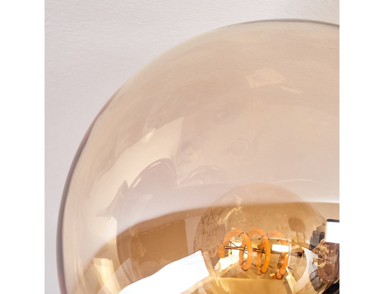 hofstein Deckenleuchte Deckenlampe aus Metall/Glas in Schwarz/Gold-/Bernstein-/Rauchfarben, ohne Leuchtmittel, Leuchte im Retro/Vintage-Design mit Glasschirm (15 cm), 3 x E14 Bild 3